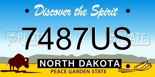 7487US North Dakota License Plate