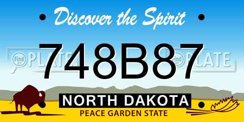 748B87 North Dakota License Plate