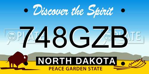 748GZB North Dakota License Plate
