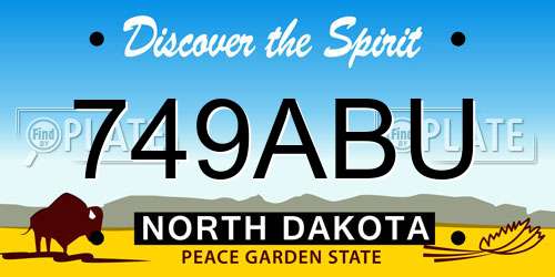 749ABU North Dakota License Plate