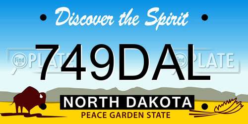 749DAL North Dakota License Plate