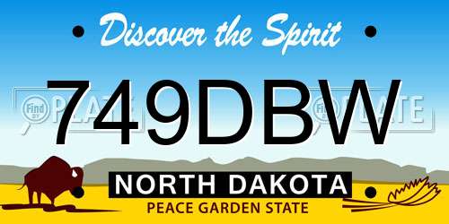 749DBW North Dakota License Plate