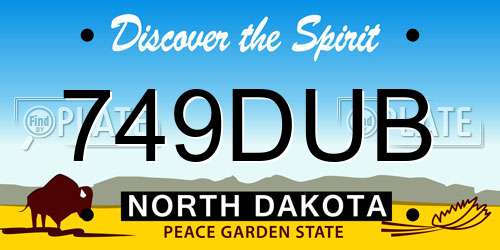 749DUB North Dakota License Plate
