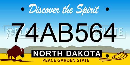 74AB564 North Dakota License Plate