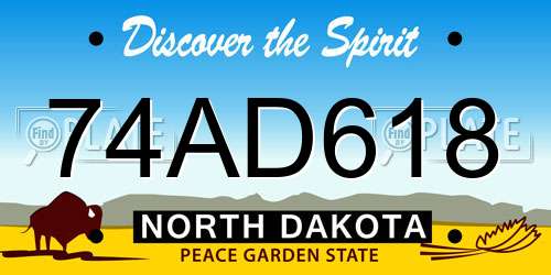 74AD618 North Dakota License Plate
