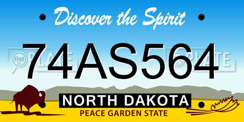 74AS564 North Dakota License Plate