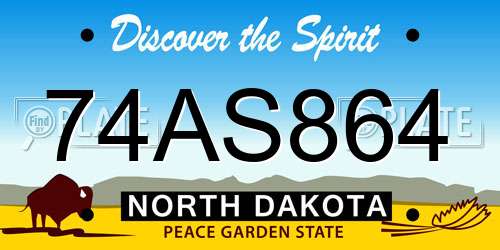 74AS864 North Dakota License Plate
