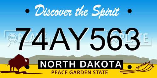 74AY563 North Dakota License Plate