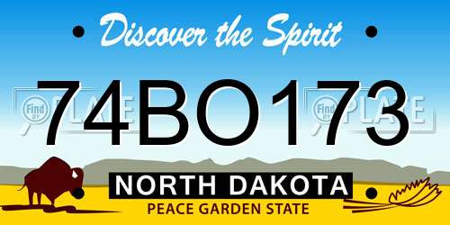 74BO173 North Dakota License Plate