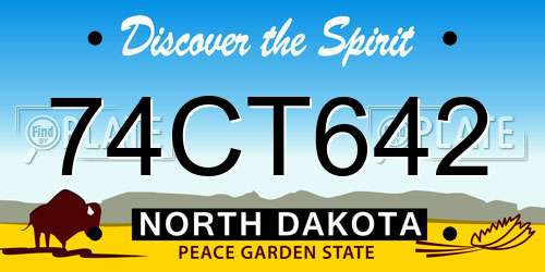 74CT642 North Dakota License Plate