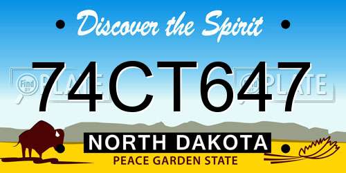 74CT647 North Dakota License Plate
