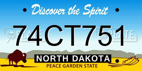 74CT751 North Dakota License Plate