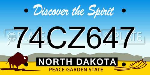 74CZ647 North Dakota License Plate