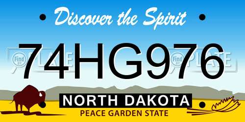74HG976 North Dakota License Plate