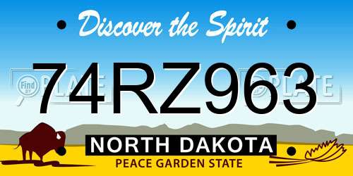 74RZ963 North Dakota License Plate