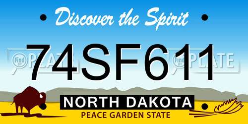 74SF611 North Dakota License Plate