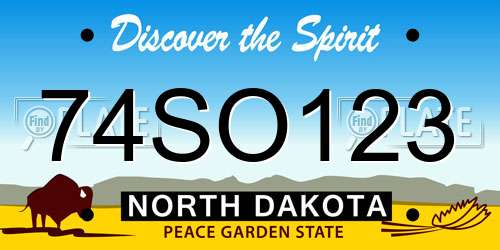 74SO123 North Dakota License Plate