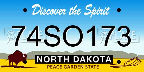 74SO173 North Dakota License Plate
