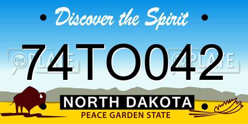 74TO042 North Dakota License Plate