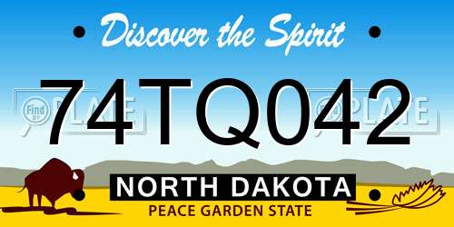 74TQ042 North Dakota License Plate