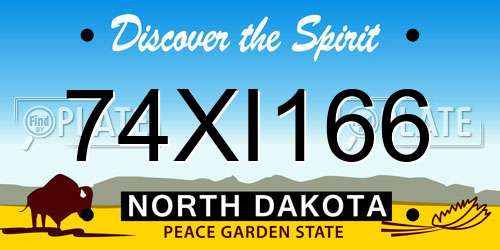 74XI166 North Dakota License Plate
