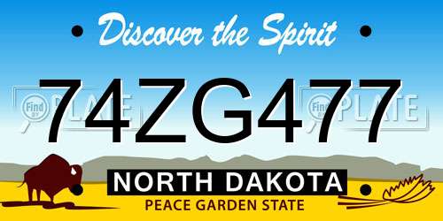 74ZG477 North Dakota License Plate