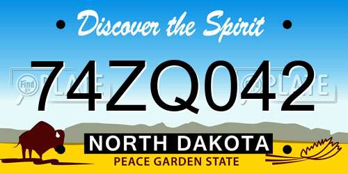 74ZQ042 North Dakota License Plate