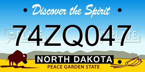74ZQ047 North Dakota License Plate