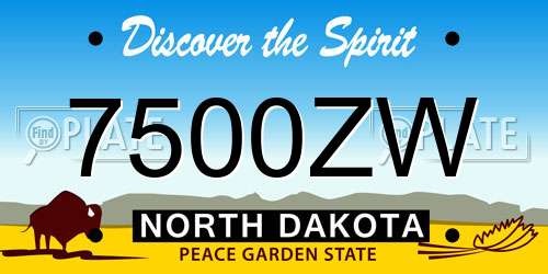 7500ZW North Dakota License Plate