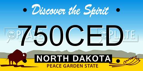 750CED North Dakota License Plate