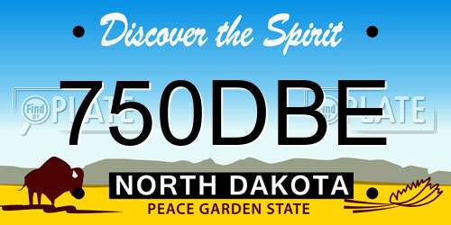 750DBE North Dakota License Plate