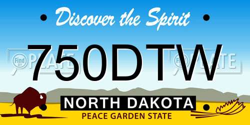 750DTW North Dakota License Plate