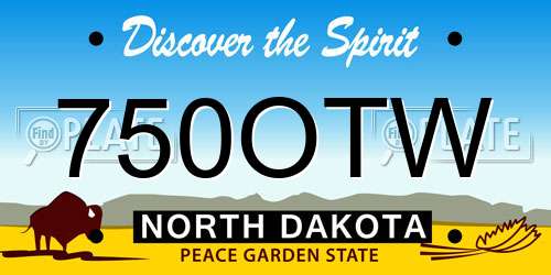 750OTW North Dakota License Plate