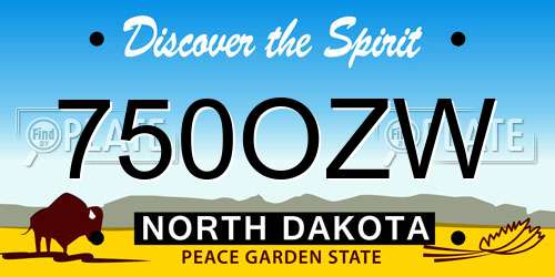 750OZW North Dakota License Plate