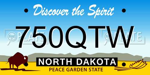 750QTW North Dakota License Plate