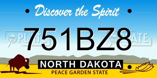 751BZ8 North Dakota License Plate