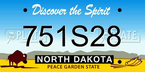 751S28 North Dakota License Plate