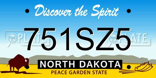 751SZ5 North Dakota License Plate
