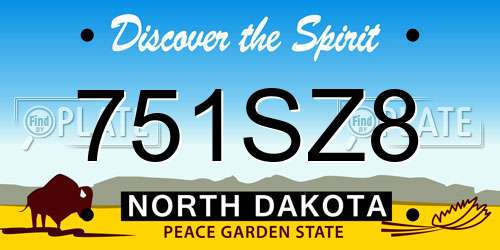 751SZ8 North Dakota License Plate