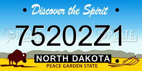 75202Z1 North Dakota License Plate