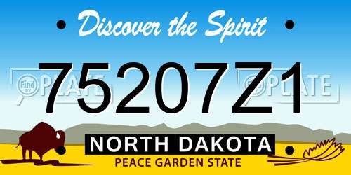 75207Z1 North Dakota License Plate