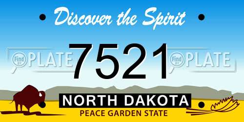 7521 North Dakota License Plate