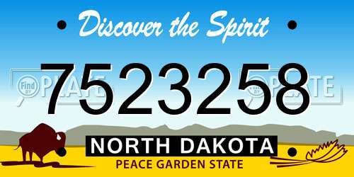 7523258 North Dakota License Plate