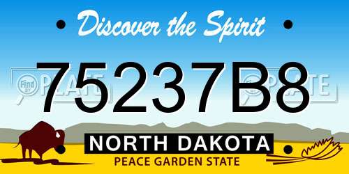 75237B8 North Dakota License Plate