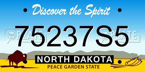 75237S5 North Dakota License Plate