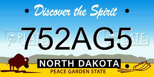 752AG5 North Dakota License Plate