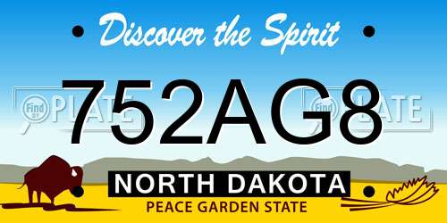 752AG8 North Dakota License Plate