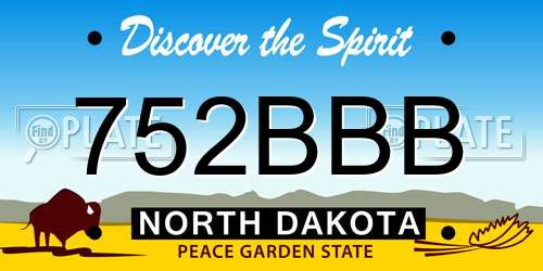 752BBB North Dakota License Plate