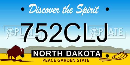 752CLJ North Dakota License Plate