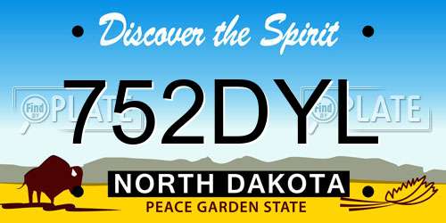 752DYL North Dakota License Plate
